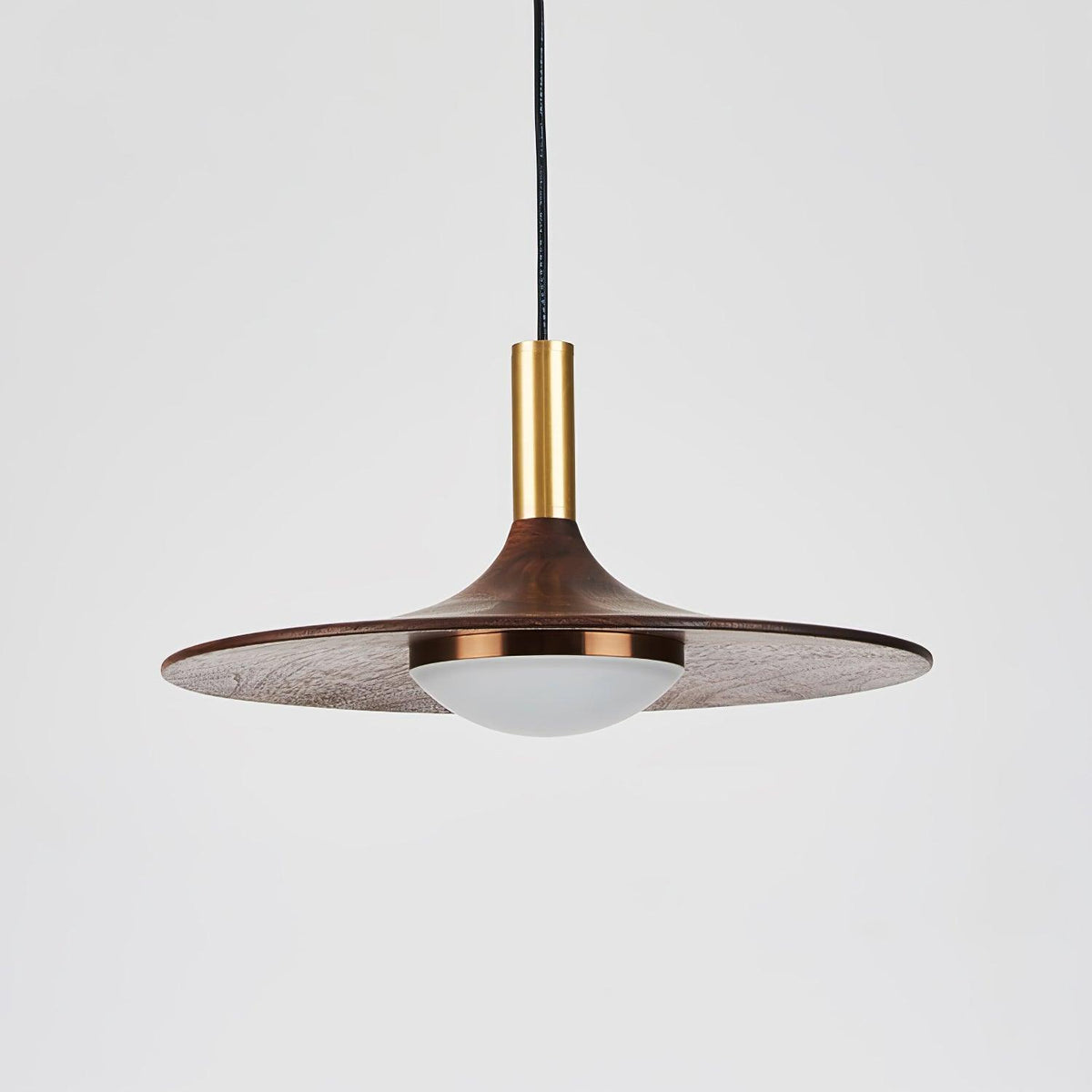 Walnut Wood Dish Pendant Light - view 32