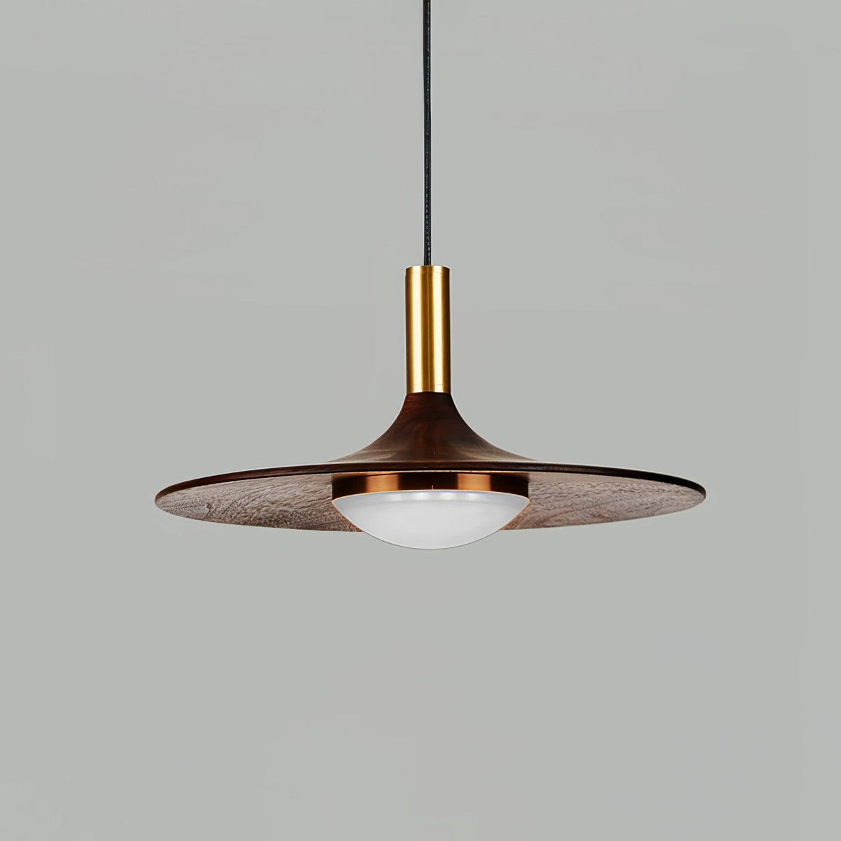 Walnut Wood Dish Pendant Light - view 6