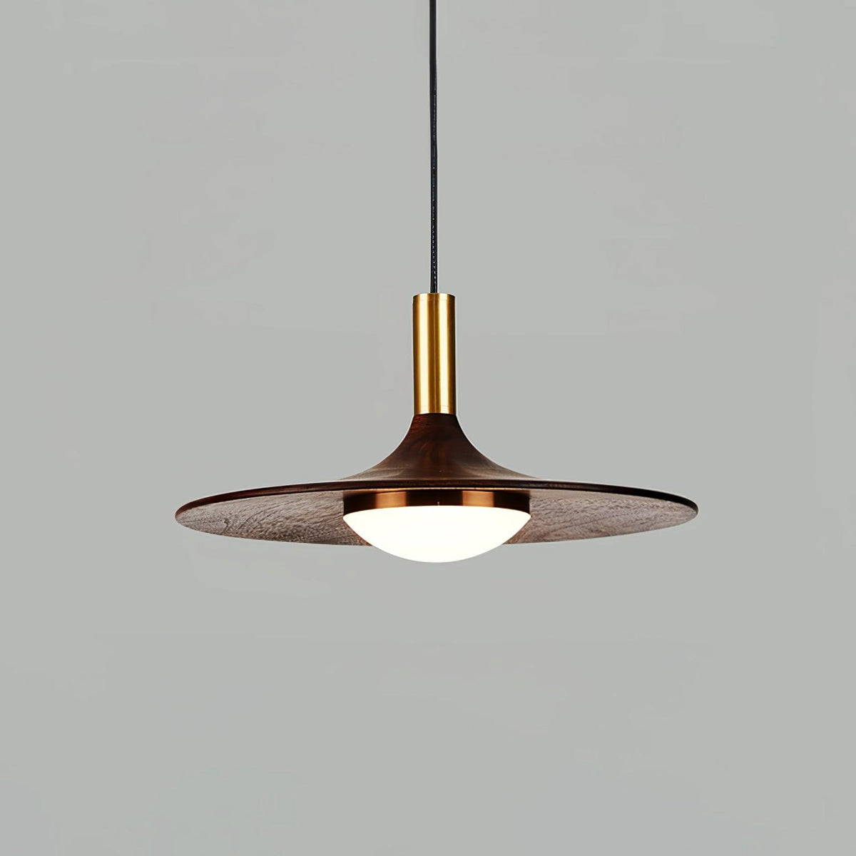 Walnut Wood Dish Pendant Light - view 24
