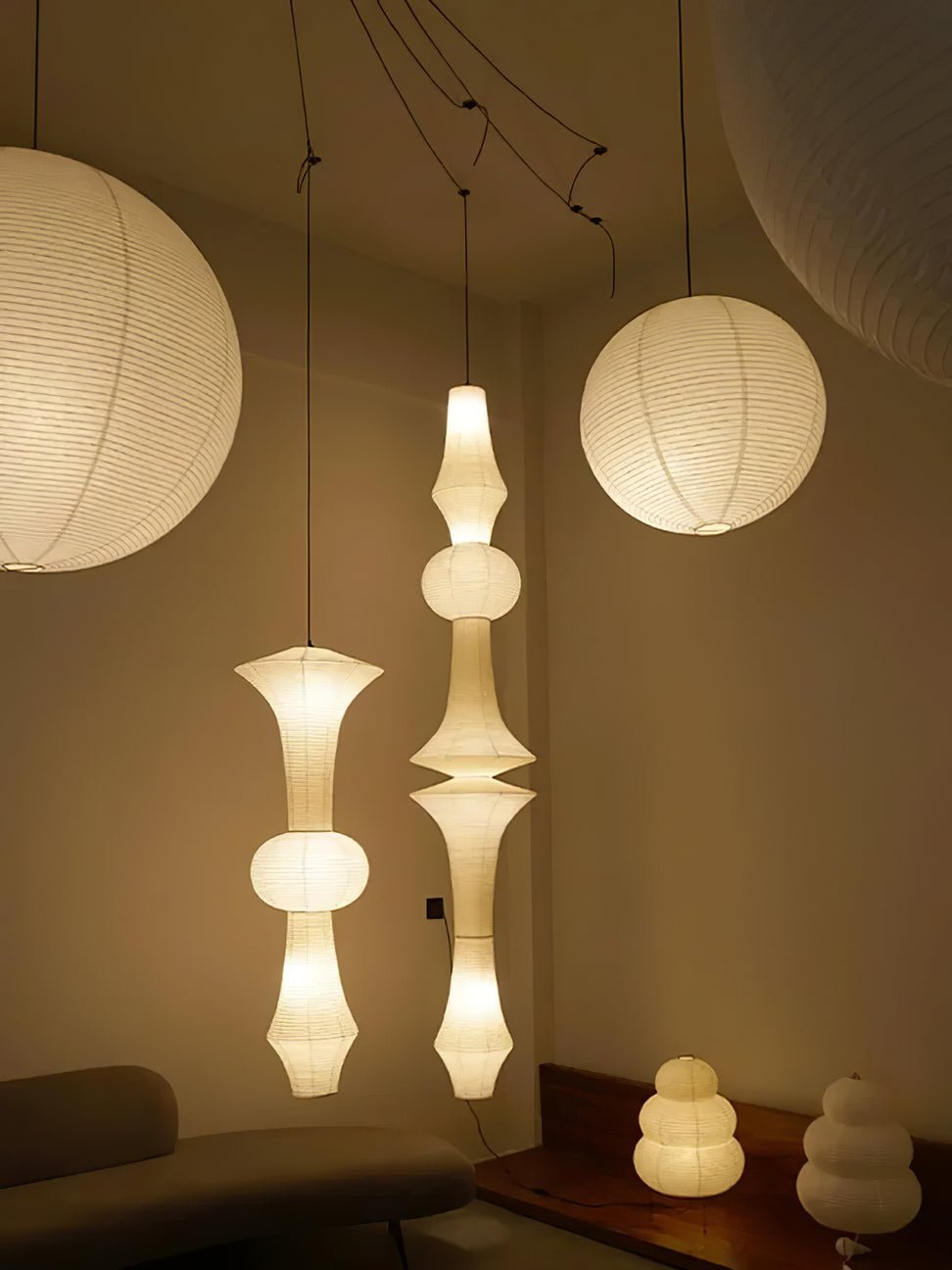 Washi Paper E Pendant Swag Light - view 6