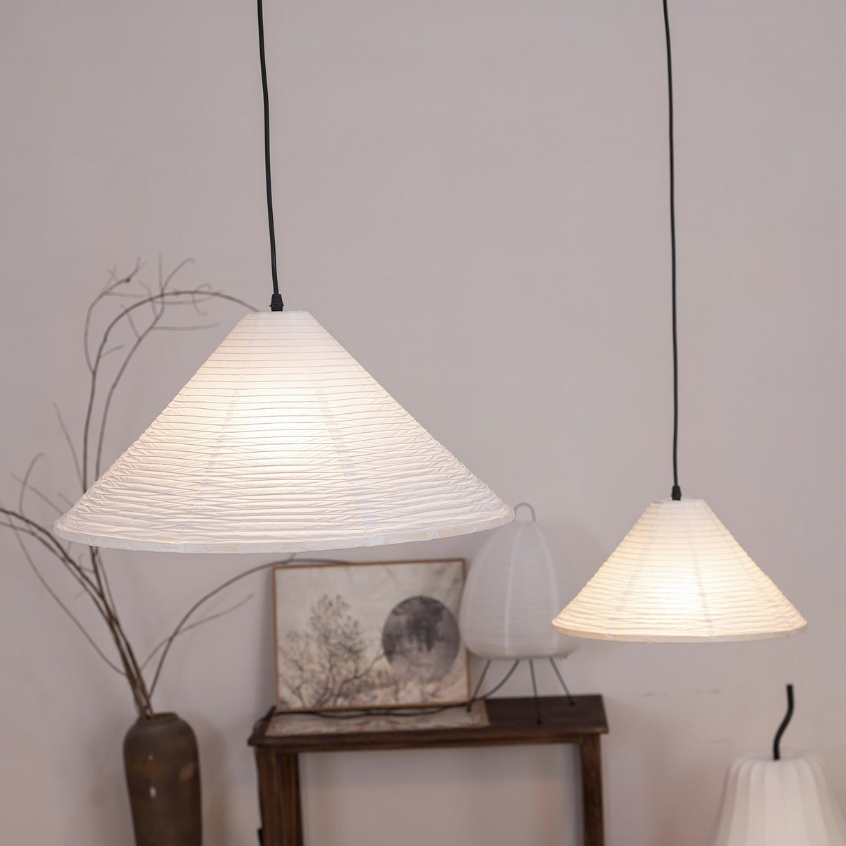 Washi Paper Pyramid Pendant Lamp - view 7