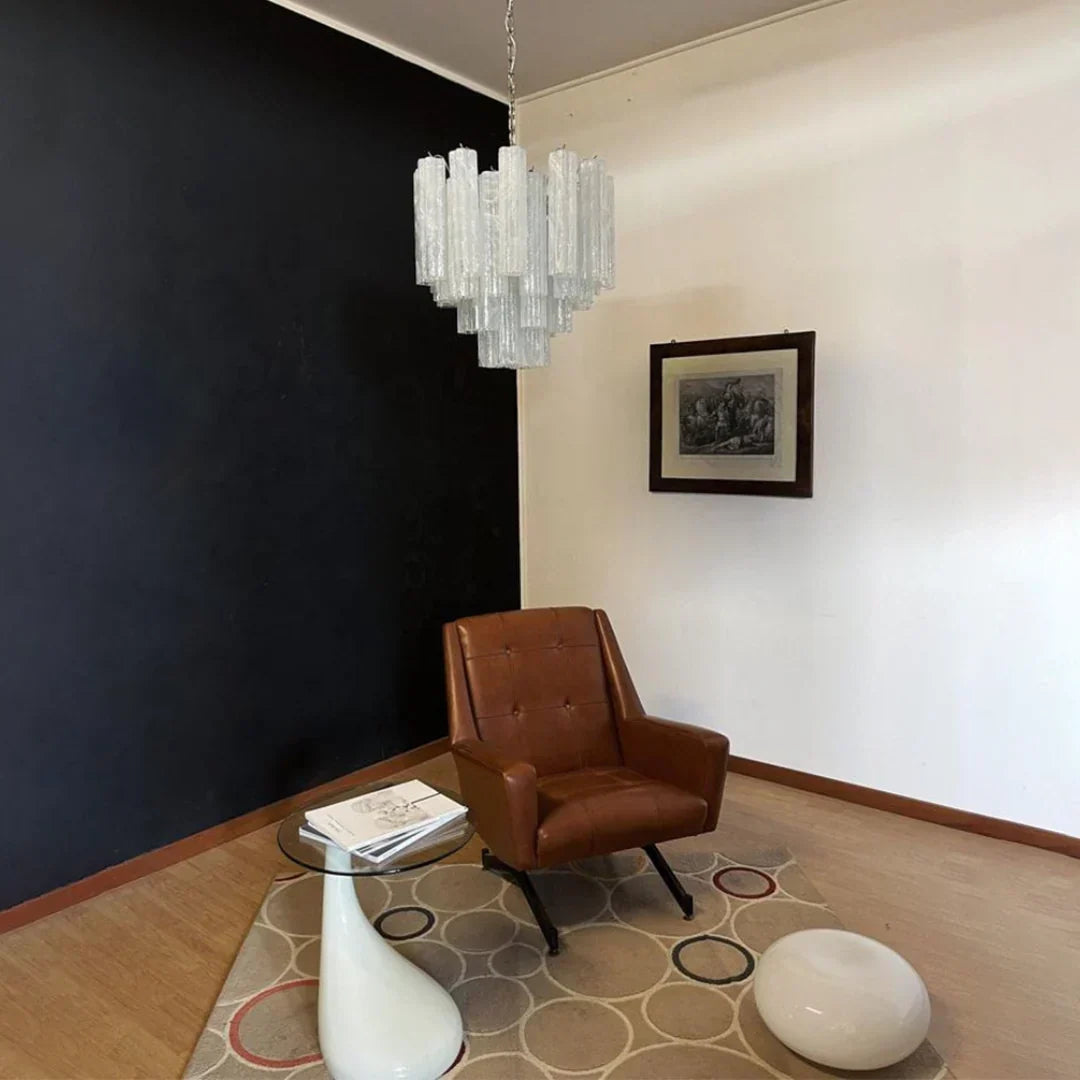 White Murano Glass Tube Chandelier - view 5