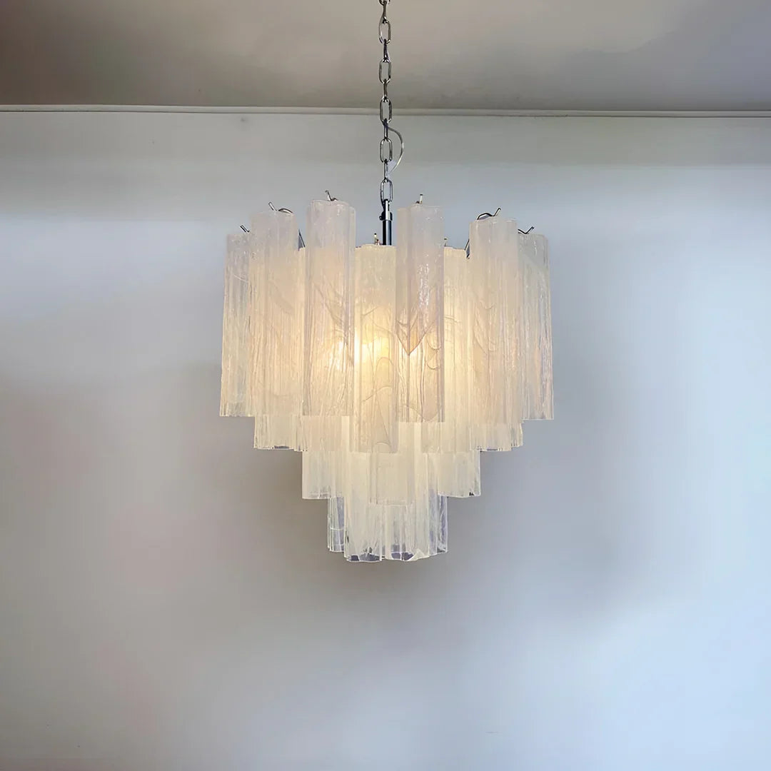 White Murano Glass Tube Chandelier - view 15