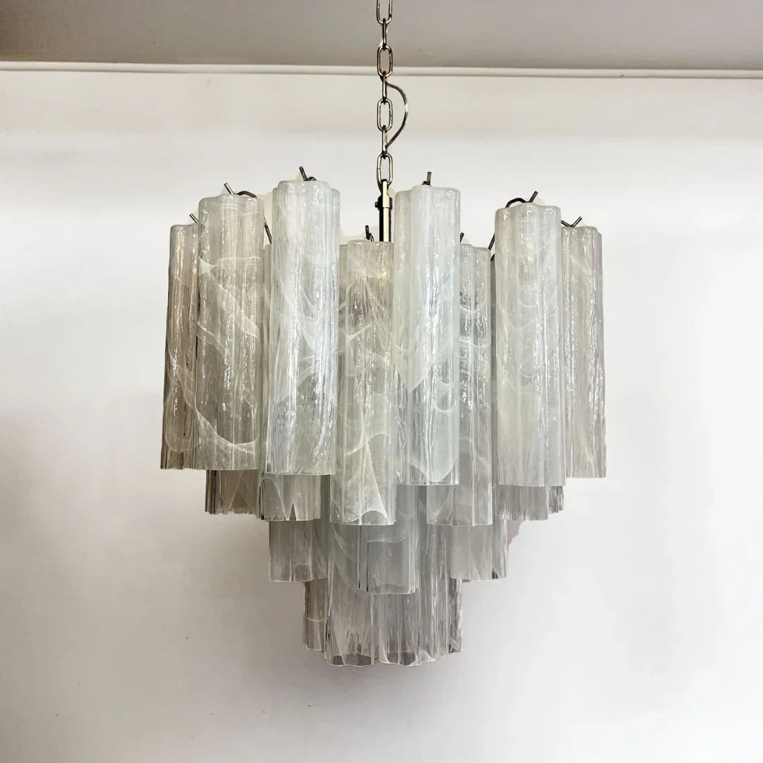 White Murano Glass Tube Chandelier - view 16