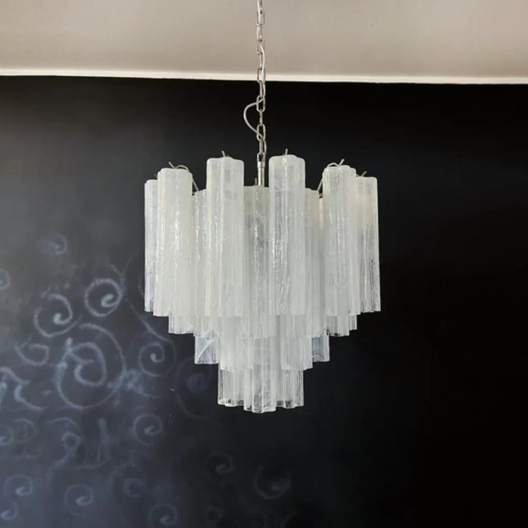 White Murano Glass Tube Chandelier - view 14