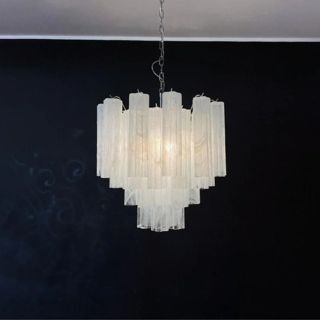 White Murano Glass Tube Chandelier - view 13