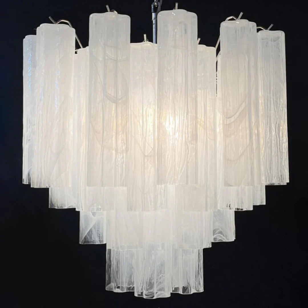 White Murano Glass Tube Chandelier - view 18