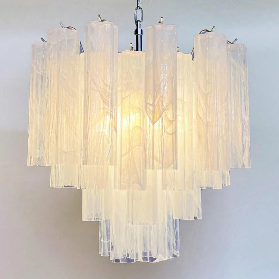 White Murano Glass Tube Chandelier - view 19