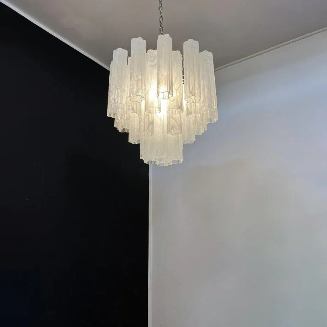White Murano Glass Tube Chandelier - view 11