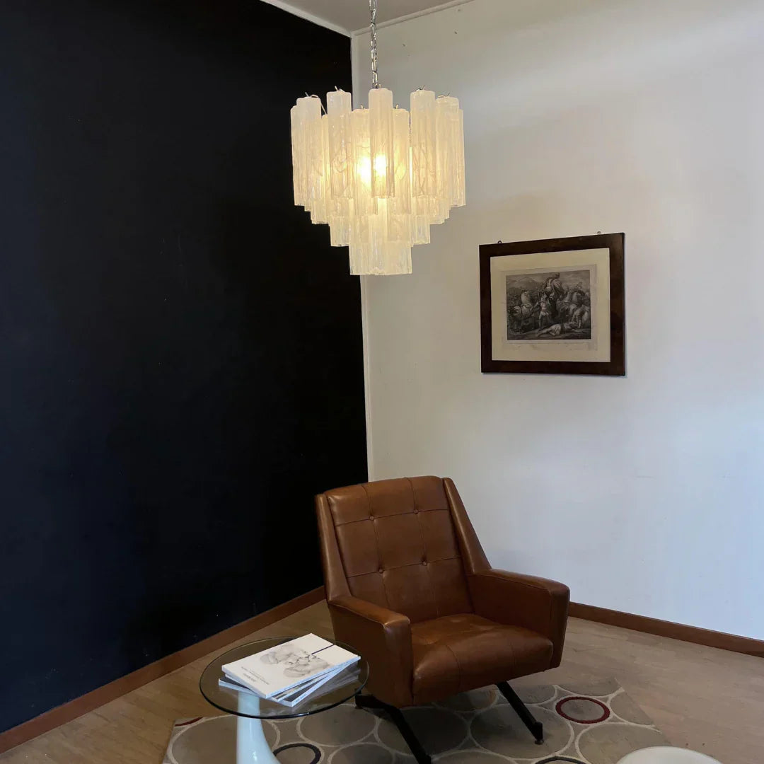 White Murano Glass Tube Chandelier - view 2
