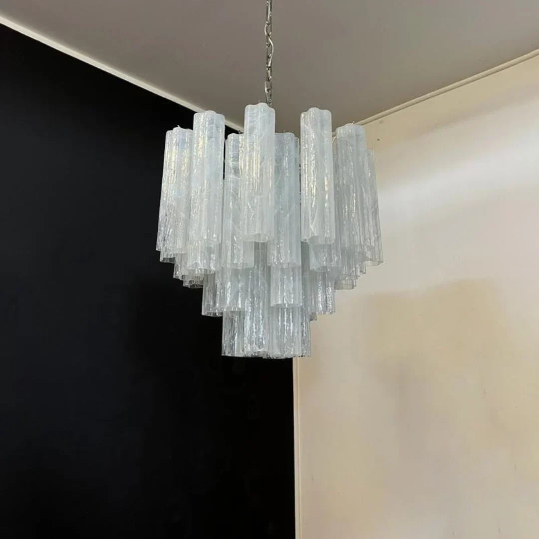 White Murano Glass Tube Chandelier - view 8