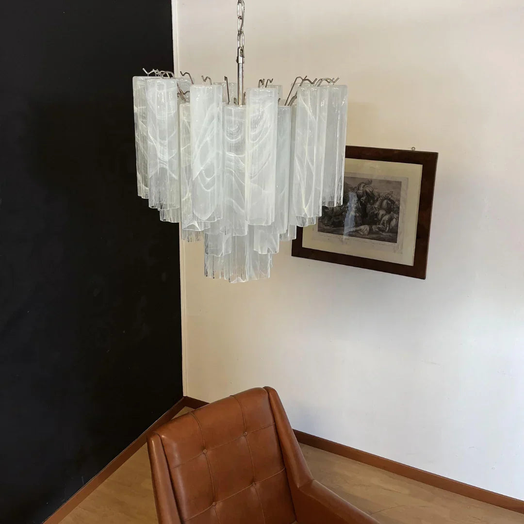 White Murano Glass Tube Chandelier - view 9
