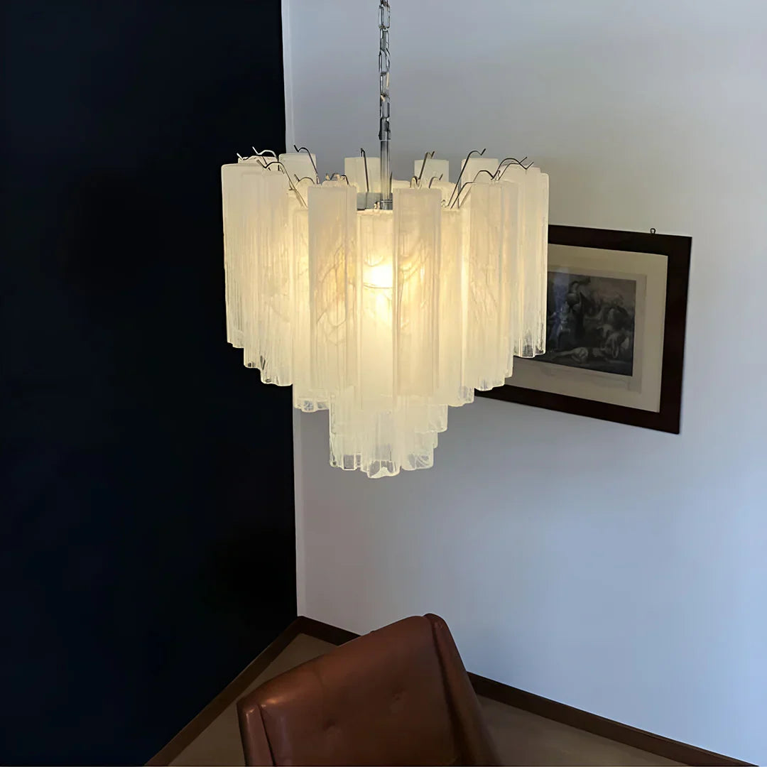 White Murano Glass Tube Chandelier - view 6
