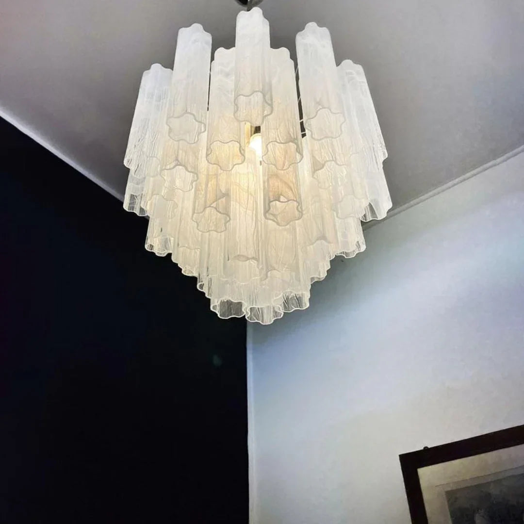 White Murano Glass Tube Chandelier - view 10