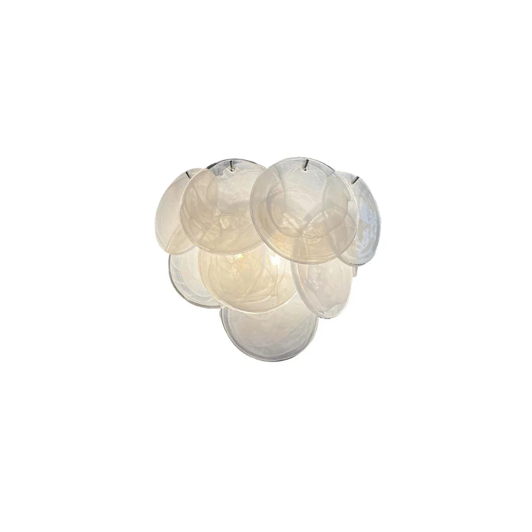 White Murano Disc Glass Wall Sconce