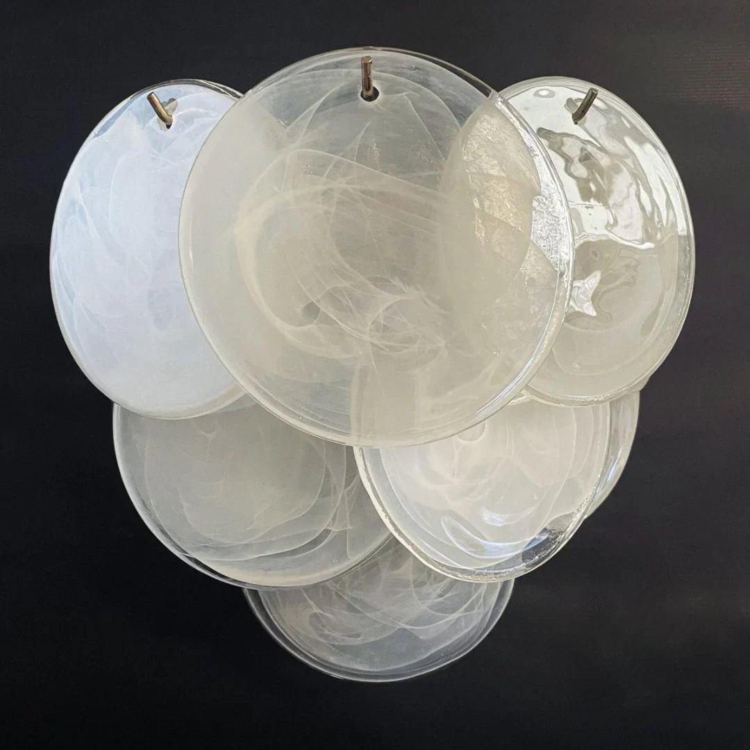 White Murano Disc Glass Wall Sconce