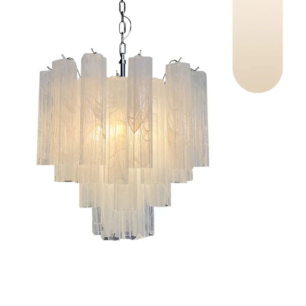 White Murano Glass Tube Chandelier - view 20