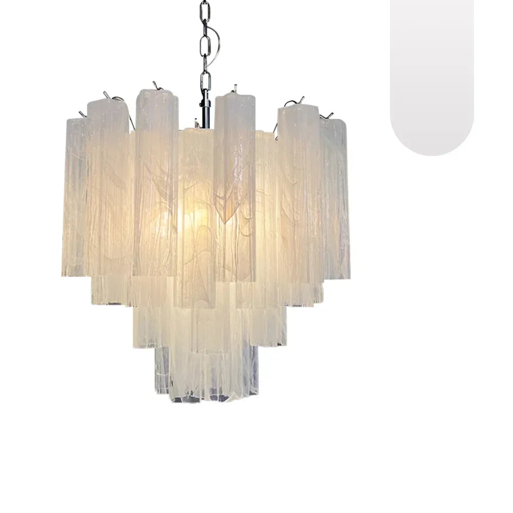 White Murano Glass Tube Chandelier - view 21