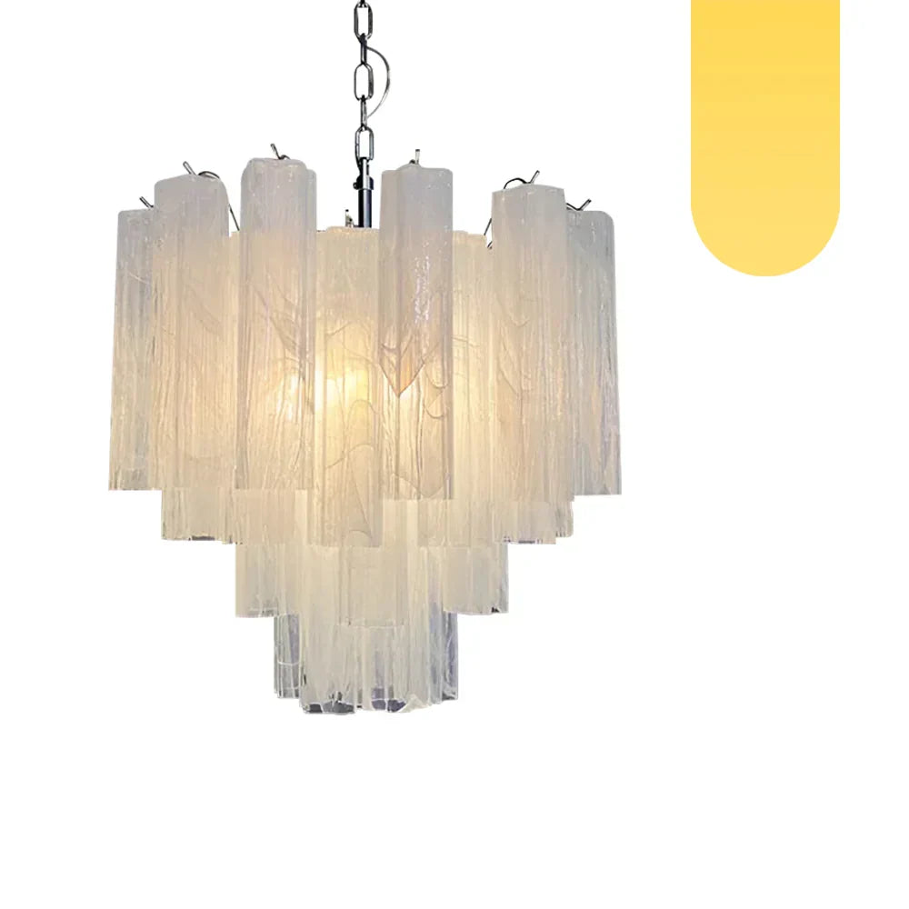 White Murano Glass Tube Chandelier - view 22