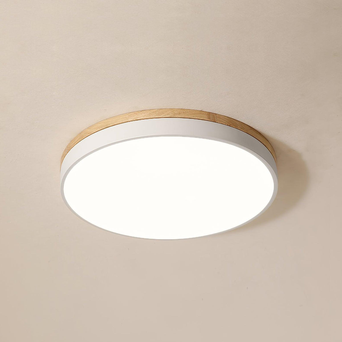 White Round Wooden Ceiling Lamp - view 23