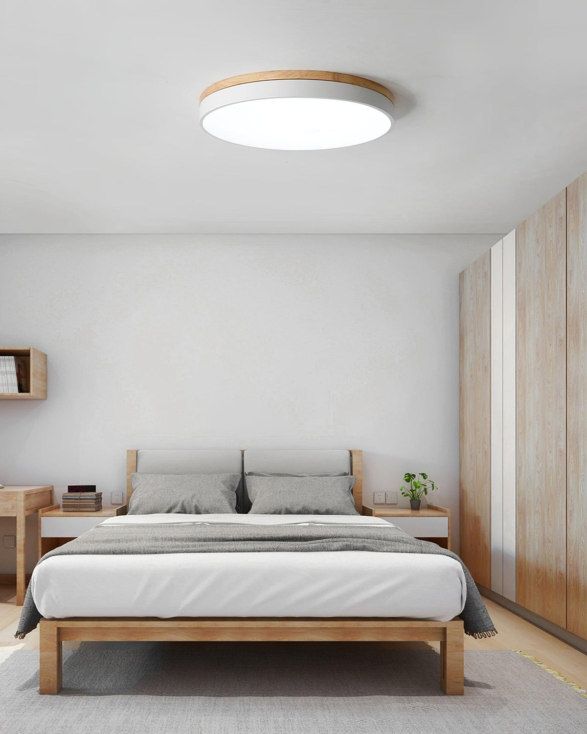 White Round Wooden Ceiling Lamp - view 26