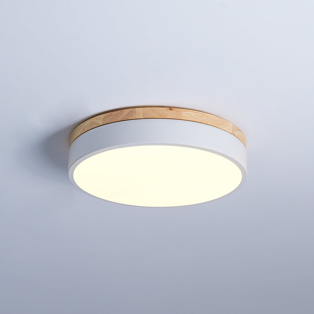 White Round Wooden Ceiling Lamp - view 6