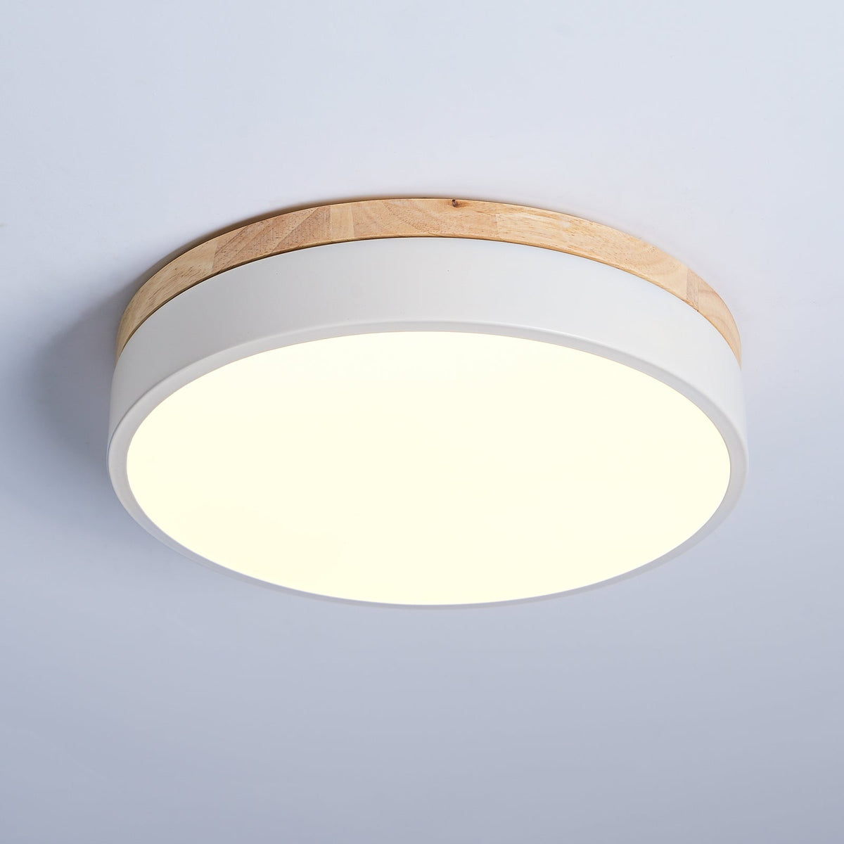 White Round Wooden Ceiling Lamp - view 8