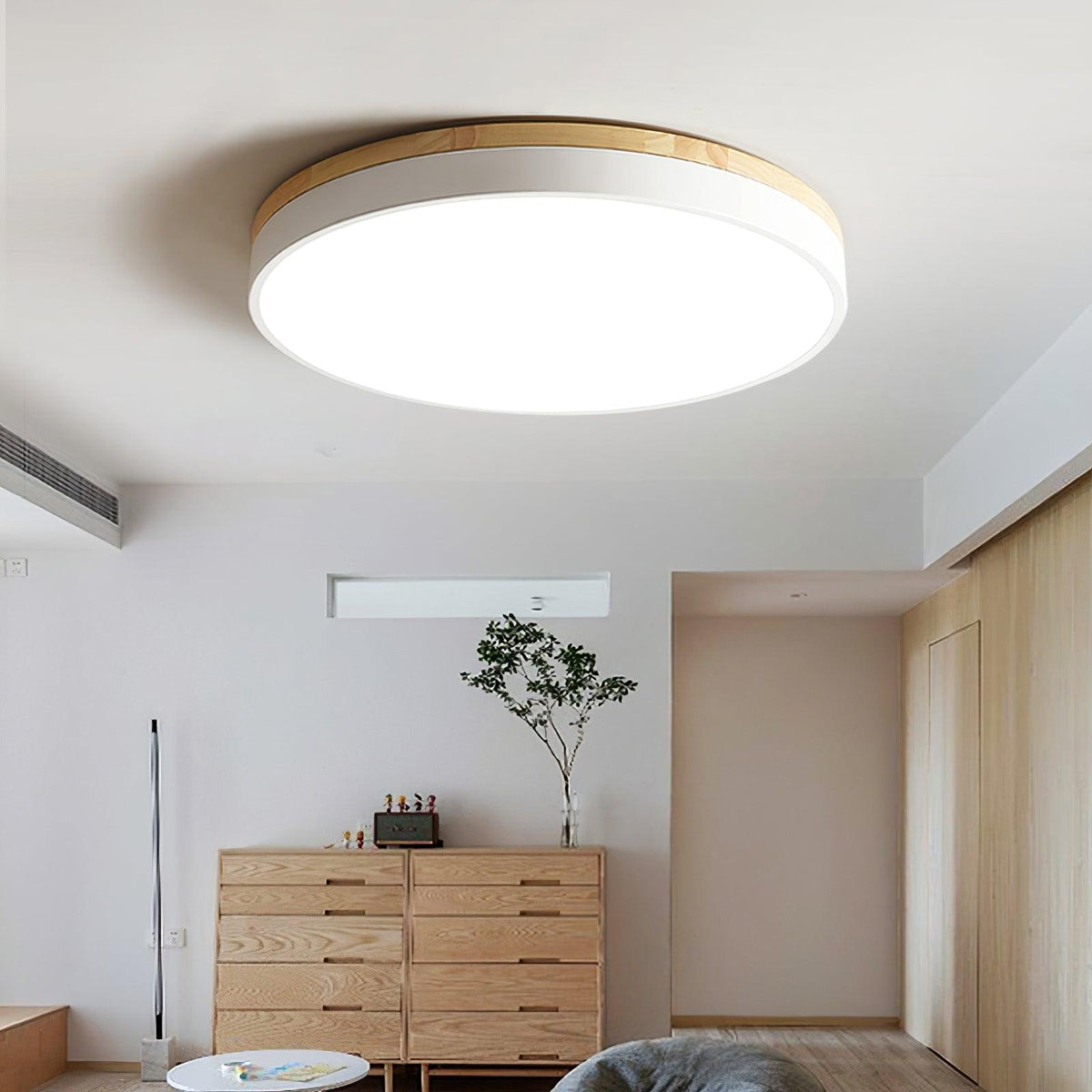 White Round Wooden Ceiling Lamp - view 9