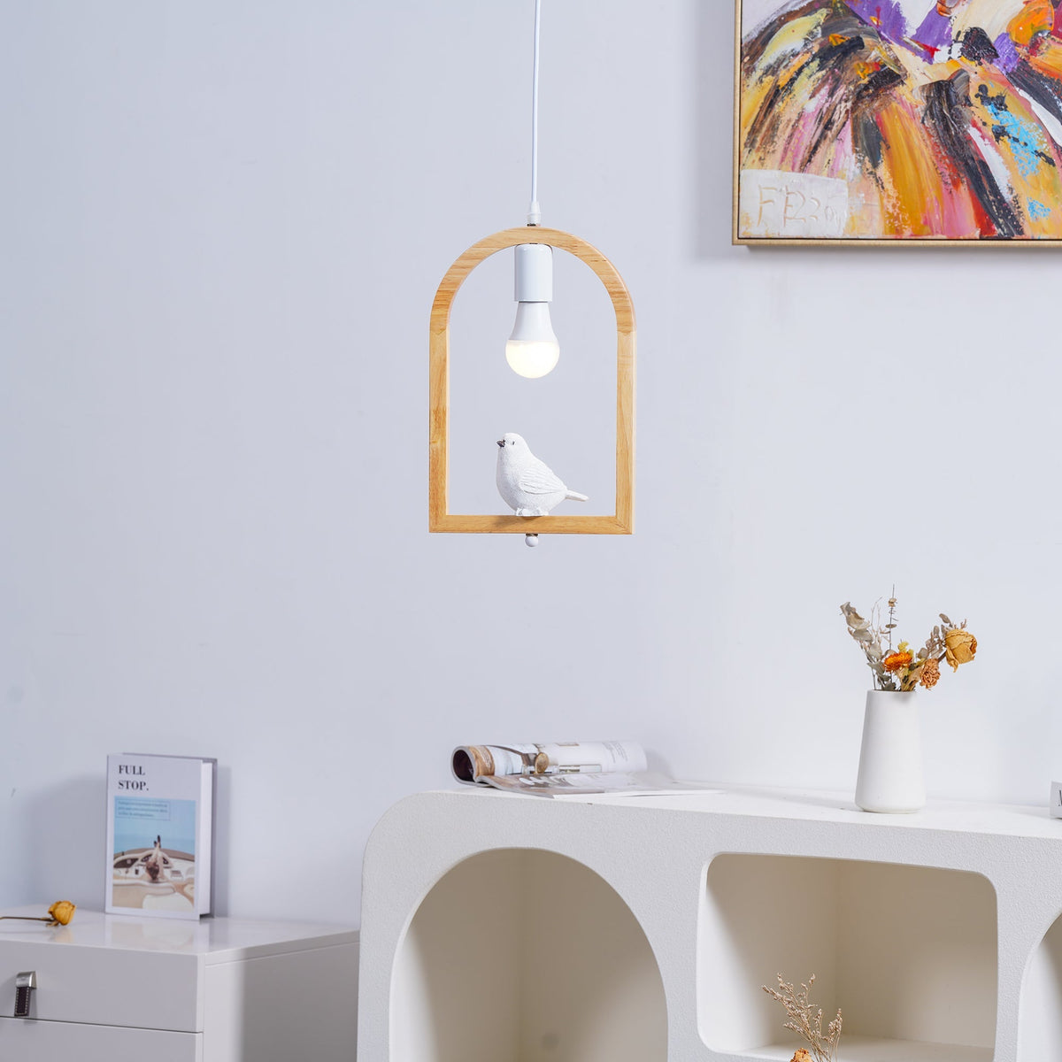 Wood Bird Resin Pendant Light - view 3