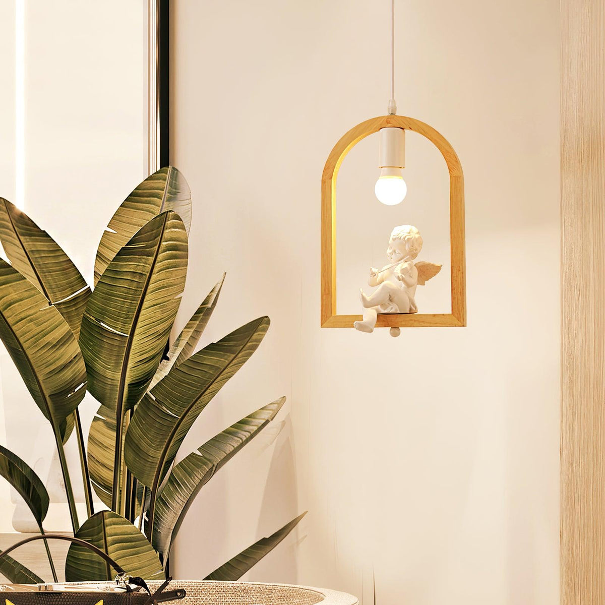Wood Bird Resin Pendant Light - view 4
