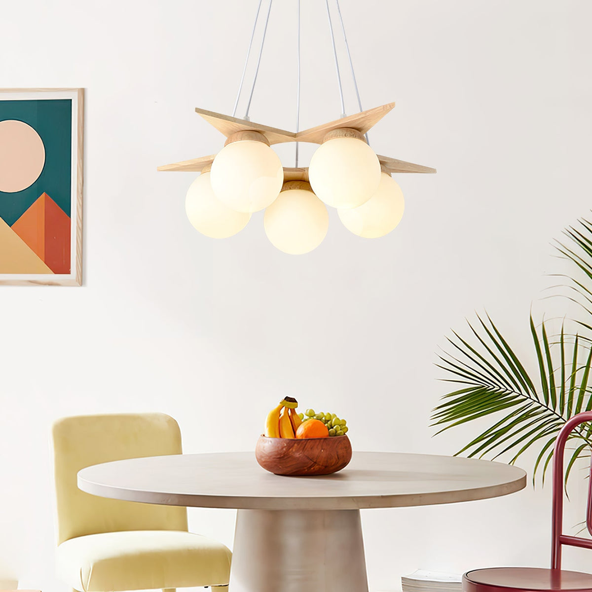 Wooden Star With Glass Chandelier - view 2