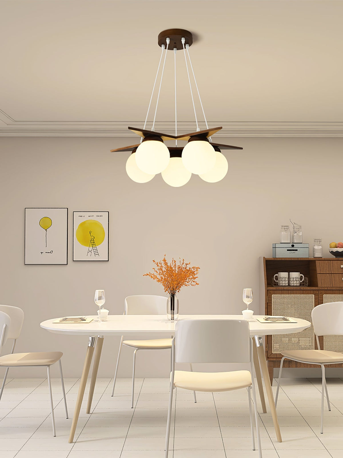 Wooden Star With Glass Chandelier - view 19