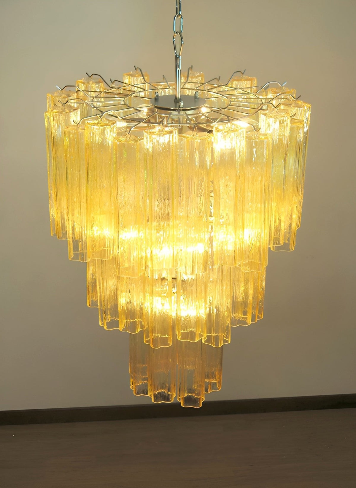 Yellow Murano Glass Tube Chandelier - view 10