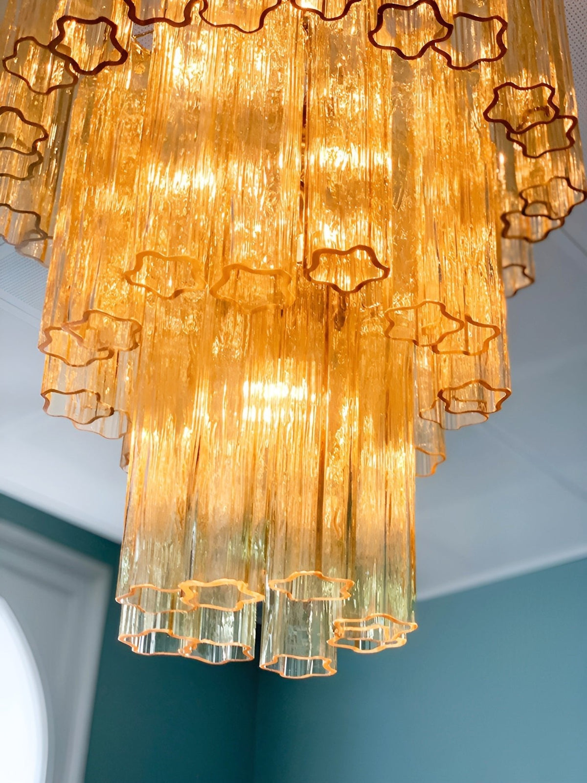 Yellow Murano Glass Tube Chandelier - view 13