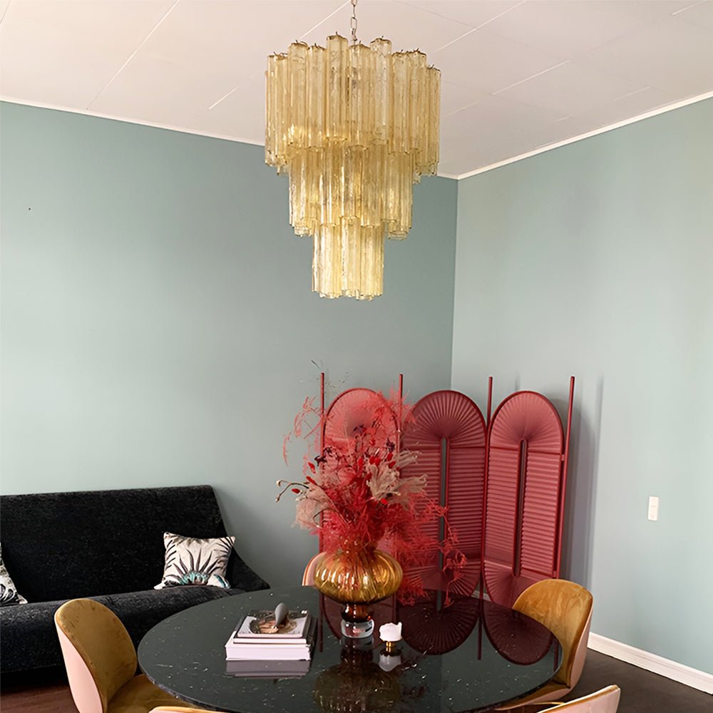 Yellow Murano Glass Tube Chandelier - view 19