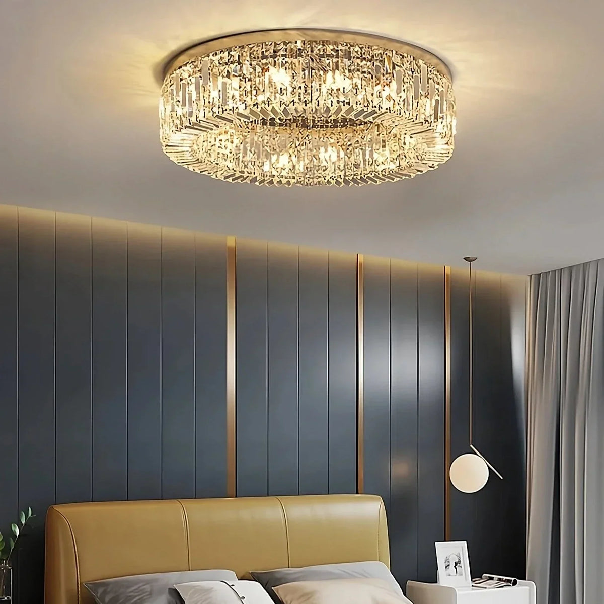 Specchio Flush Mount Crystal Ceiling Fixture - view 4