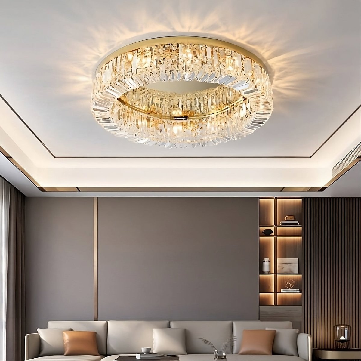 Specchio Flush Mount Crystal Ceiling Fixture - view 2