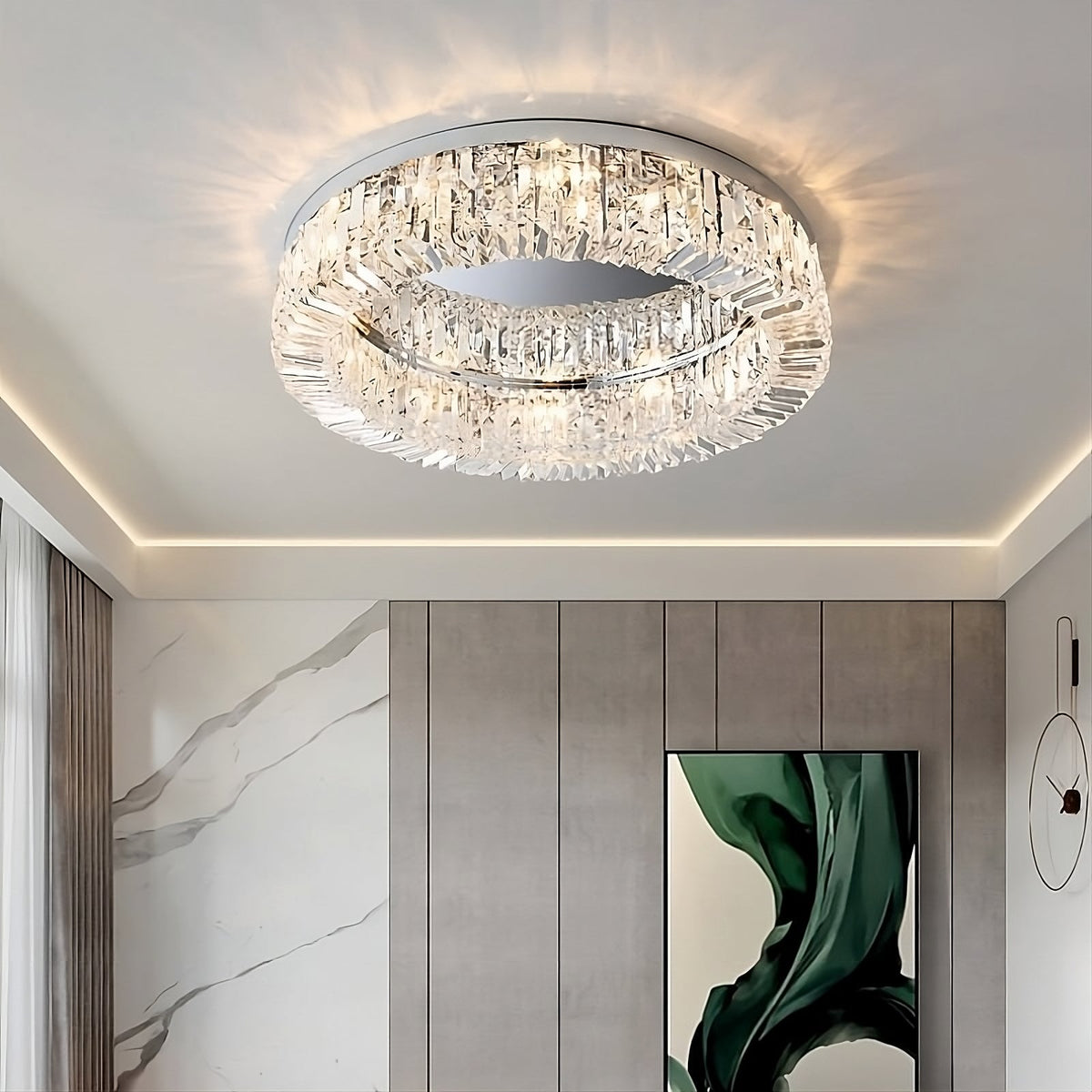 Specchio Flush Mount Crystal Ceiling Fixture - view 3