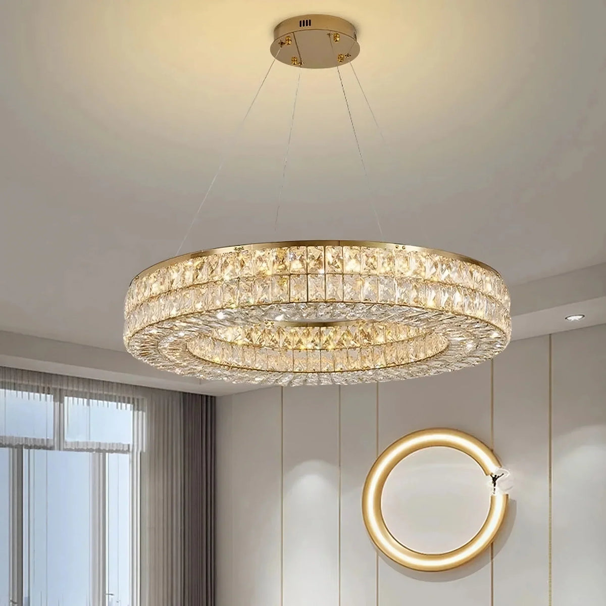 Bacci Crystal Modern Chandelier, Gold - view 2