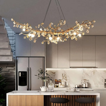 Albero Copper & Natural Crystal Stone Chandelier
