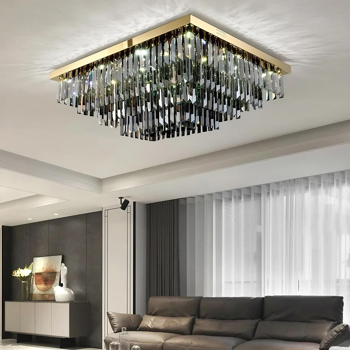 Gio Smoke Grey Crystal Ceiling Chandelier - view 3