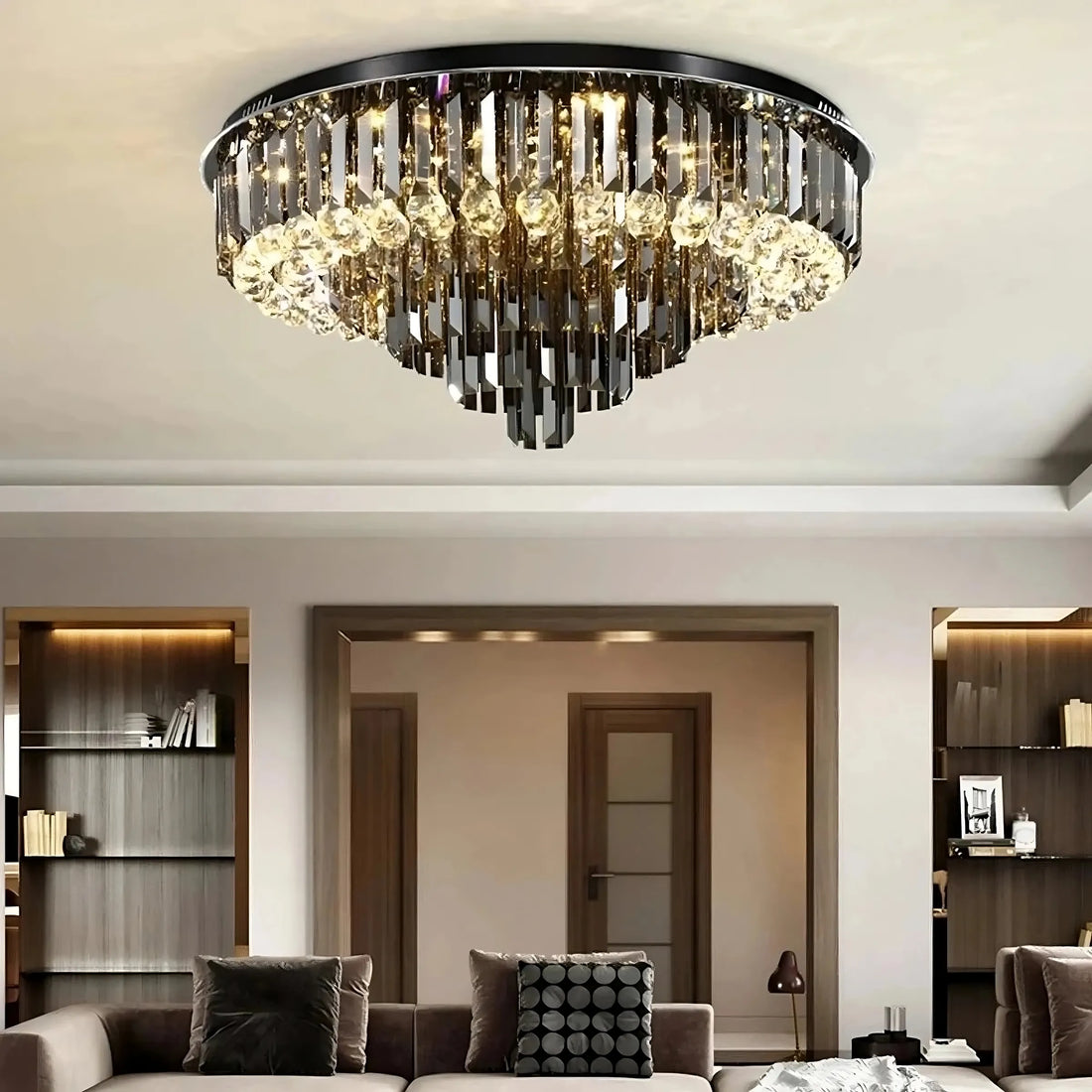 Gio Flush Mount Chandelier Crystal Ceiling