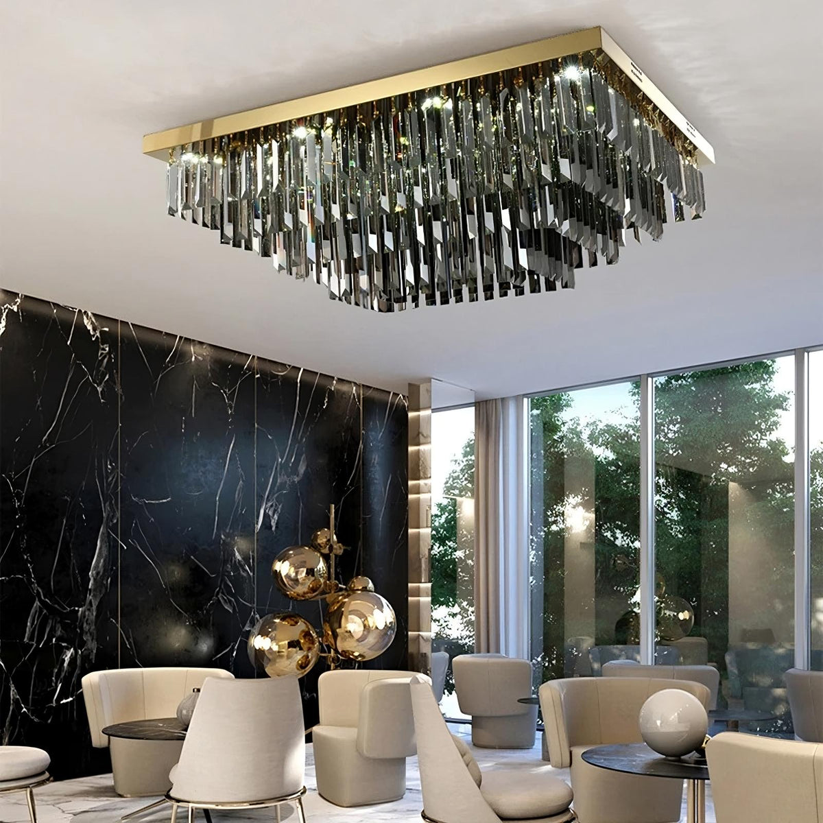 Gio Smoke Grey Crystal Ceiling Chandelier - view 2