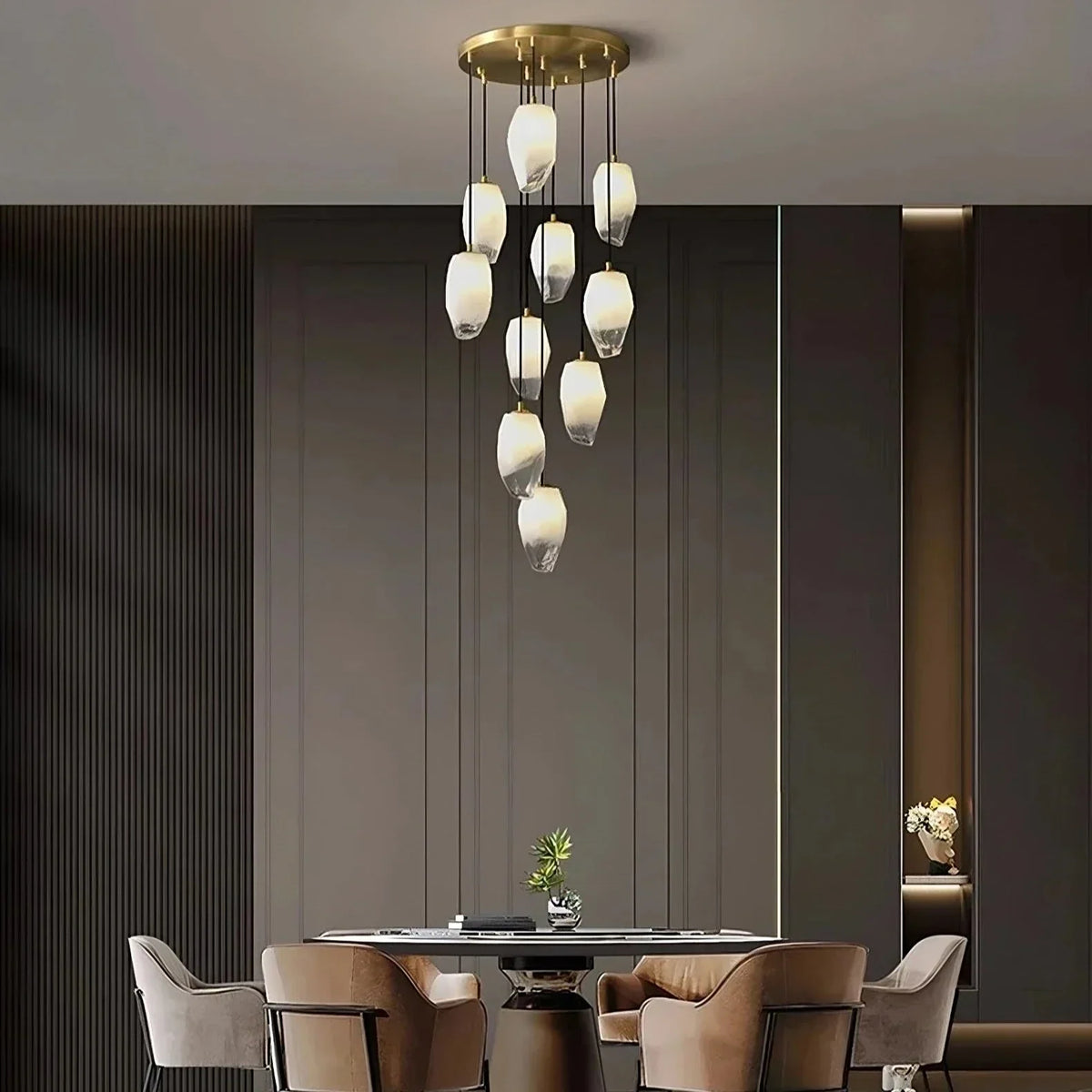 Frost Glass Pendant Foyer Chandelier - view 2