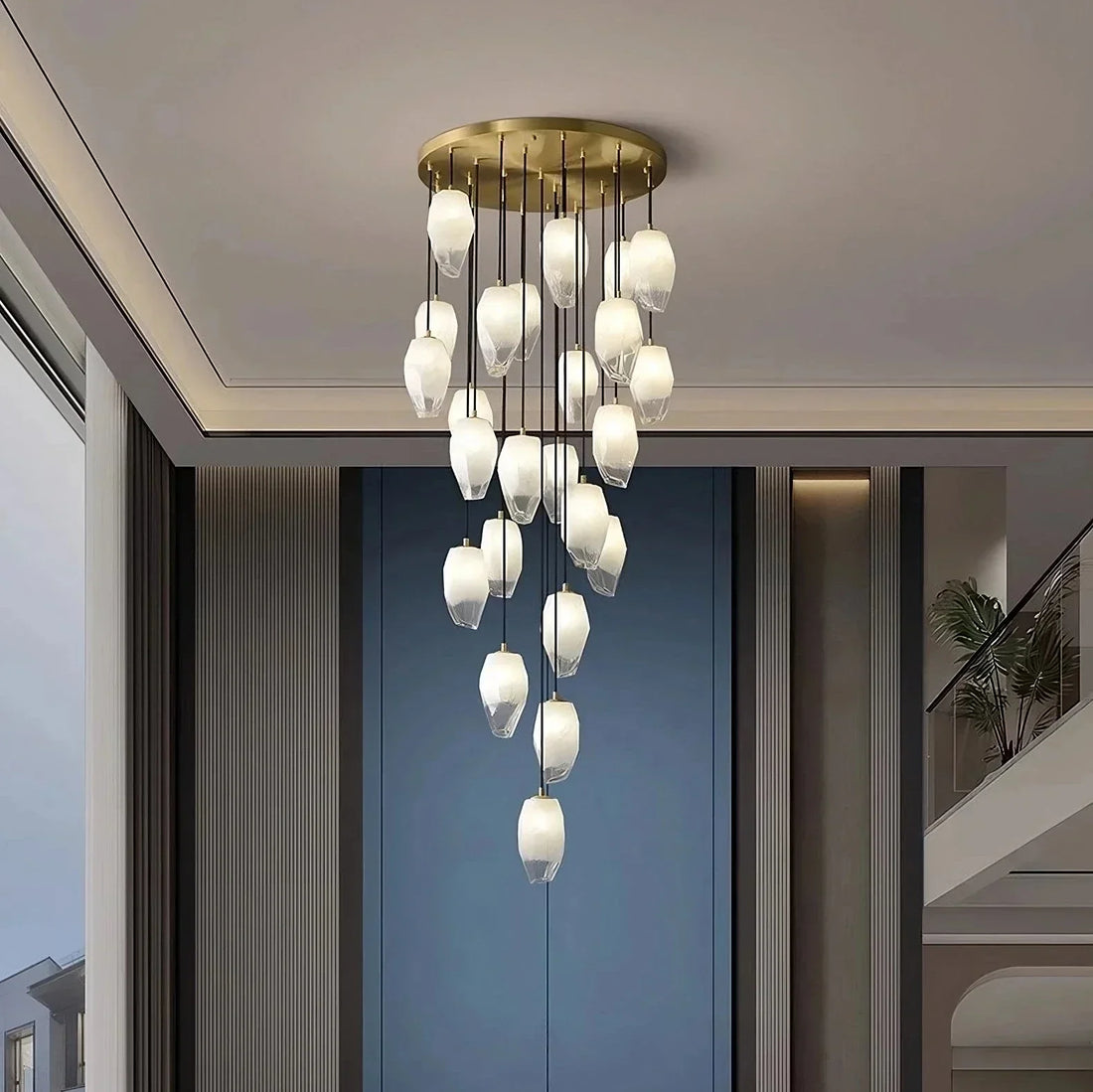Frost Glass Pendant Foyer Chandelier