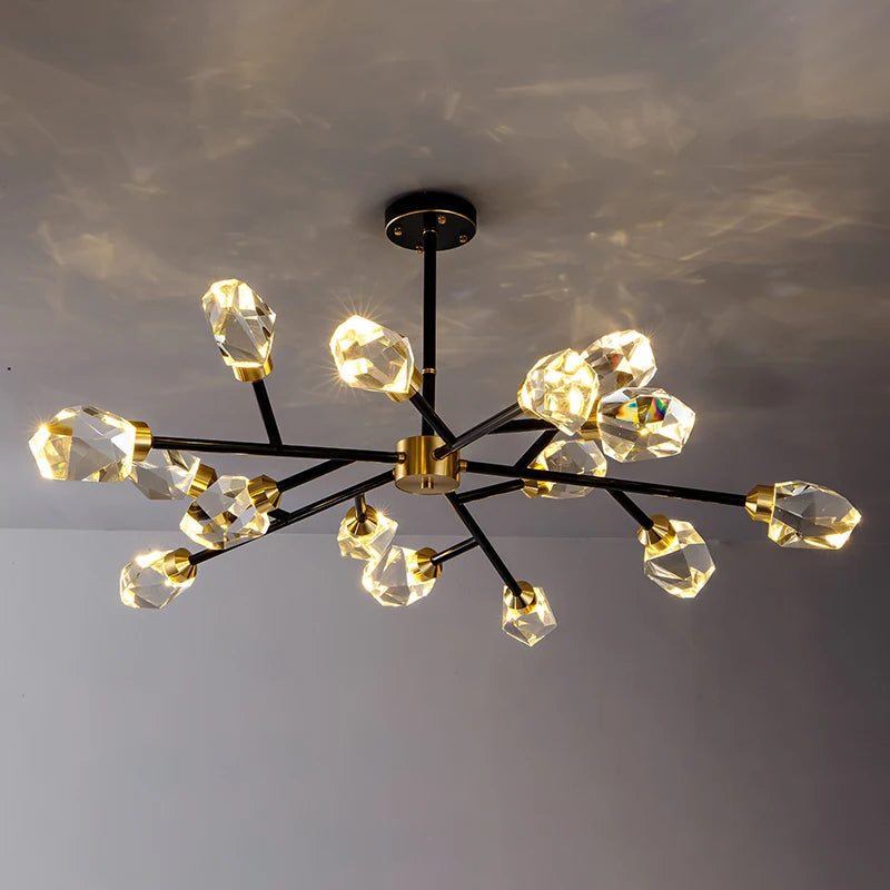 Diamante Crystal Branch Chandelier, Black