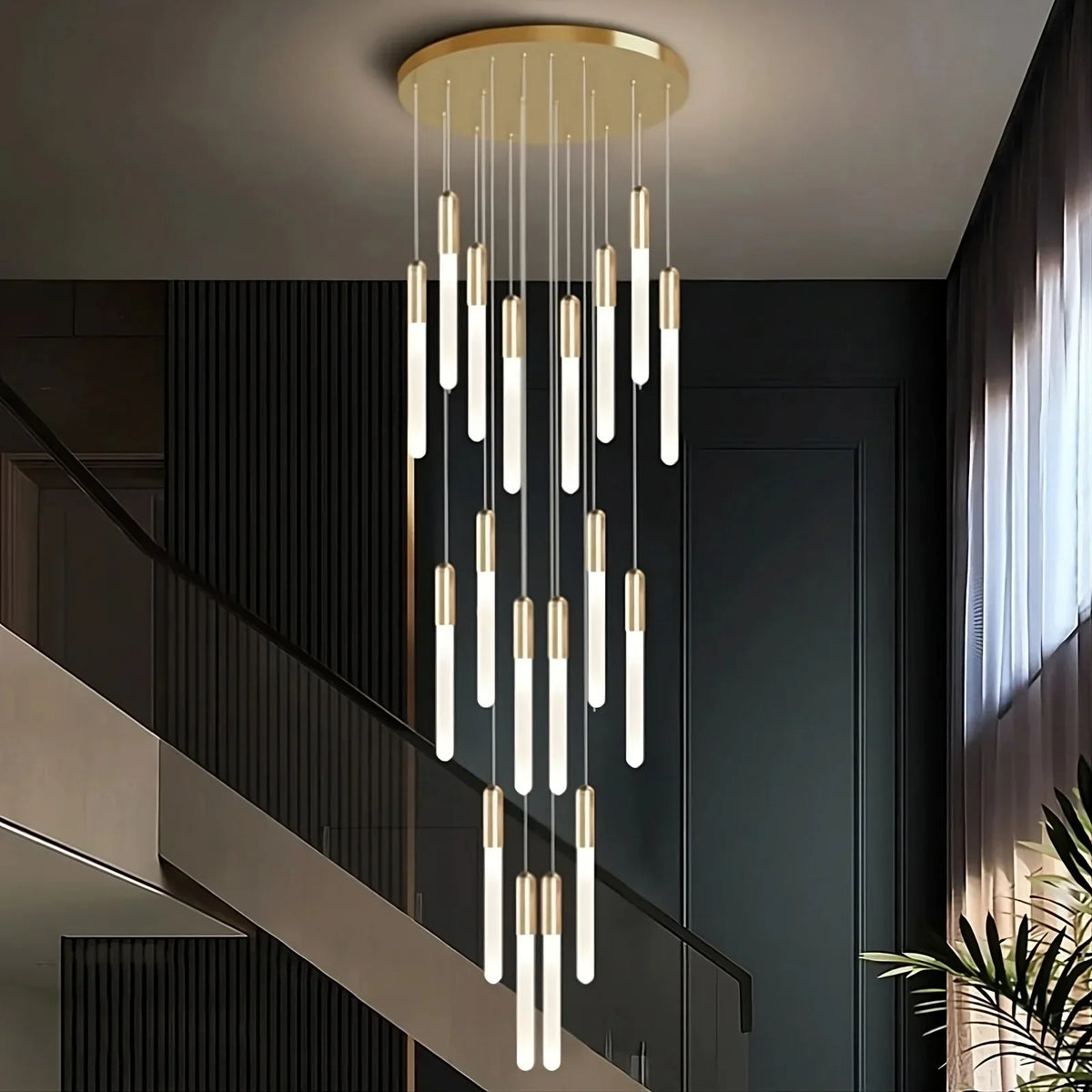 Villa Forci Duplex Staircase Foyer Chandelier, Gold - view 2