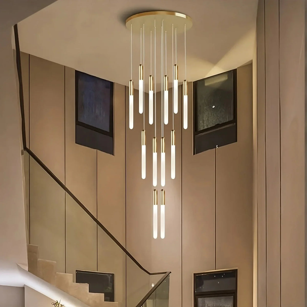 Villa Forci Duplex Staircase Foyer Chandelier, Gold - view 3