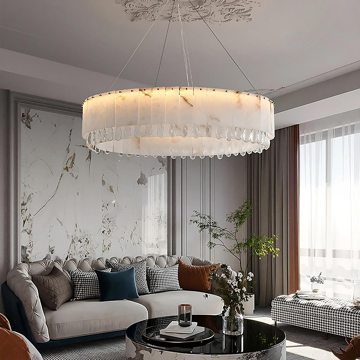 Marble & Crystal Modern Chandelier - view 2
