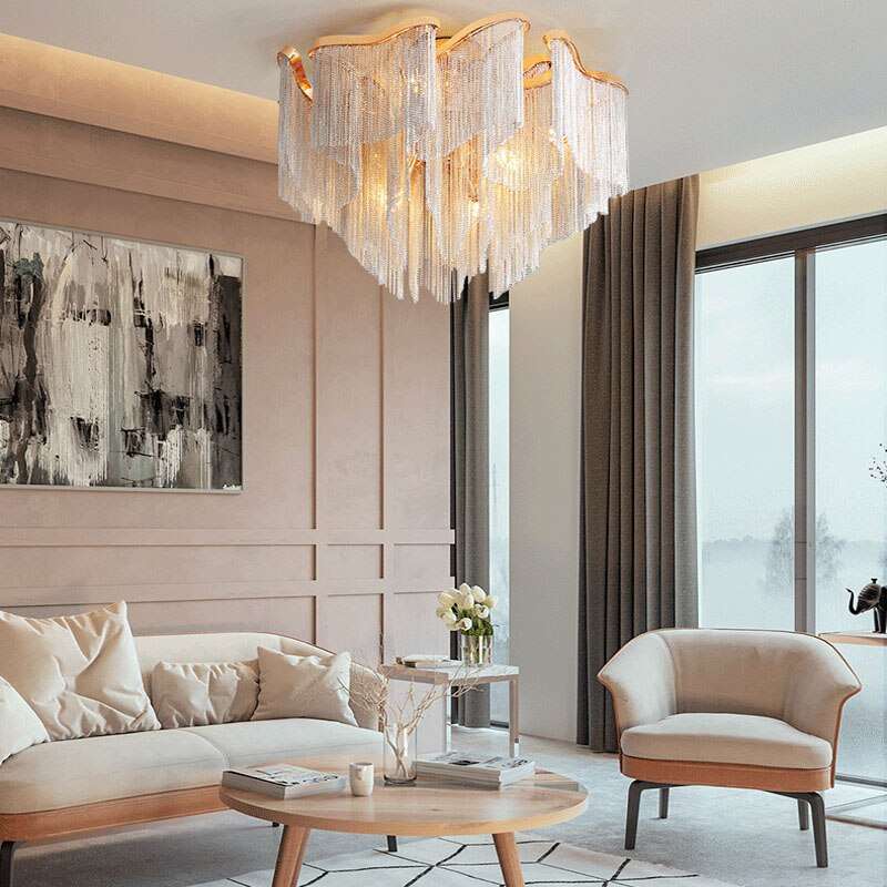 Cadena Chain Tassel Ceiling Light Fixture - view 2